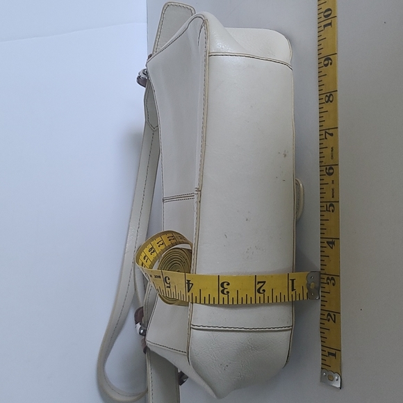 Cowhide leather Etienne Aigner cream & brown baguette purse 10x6x3. 90's - Picture 4 of 10